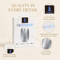 Boîte d'emballage personnalisée pour souris Bluetooth avec logo estampé à chaud, boîte à double rabat en carton blanc avec insert pour carte et languette de suspension