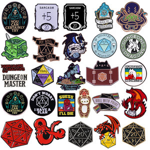 Épingles en émail, badges de revers et broches <span class=keywords><strong>manga</strong></span> sur le thème des jeux de rôle (RPG), des donjons, du D&D, des dés de dragon et des dés D20, pour femmes, accessoires de mode, bijoux et cadeaux - Product Image 1