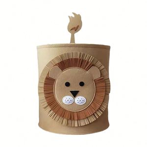 Panier à linge en feutre robuste avec motif d'animal de dessin animé, seau de rangement mignon pour la maison, jouet éléphant - Product Image 4