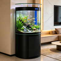 Aquarium semi-circulaire en verre ultra-clair, petit aquarium écosystème sans changement d'eau pour meuble TV