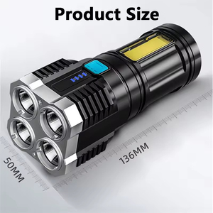 ไฟฉาย LED สว่างพิเศษแบบชาร์จซ้ำได้ กันน้ำ ด้ามจับพลาสติก แบตเตอรี่ลิเธียมไอออน - Product Image 3