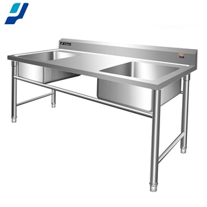 Premium Roestvrijstalen Gootsteen Met Geïntegreerde Drainboard Diepe Bassin Scrubber Voor Hotels Restaurants Stalen Wastafel Gootsteen