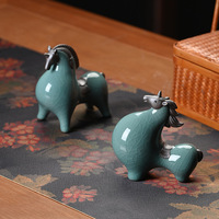 Figurine de cheval Tang en céramique artisanale Ge Kiln Pottery, ornement décoratif pour armoire à vin, bureau, maison, cadeau artisanal