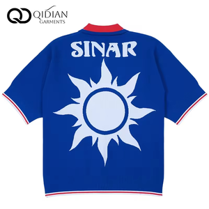 Maillot de football surdimensionné pour homme avec logo personnalisé, manches classiques, <span class=keywords><strong>tissu</strong></span> peigné, motif imprimé, respirant, tricot vintage décontracté - Product Image 2