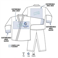 Seragam Karate Gi Seni Bela Diri, Seragam Latihan, Bahan Polyester Katun, Bernapas, Cepat Kering, Tahan Lama, Sablon Nama Tim, Untuk Pria