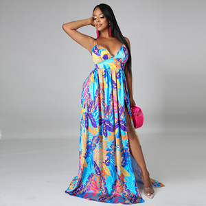 2022 de <span class=keywords><strong>moda</strong></span> de verano Floral Sexy Casual Maxi vestido de gran tamaño gordo mujer Falda larga - Product Image 2