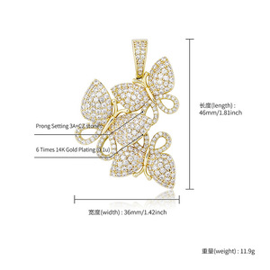 Accessorio di moda lastricato con <span class=keywords><strong>tre</strong></span> farfalle da donna - Product Image 5