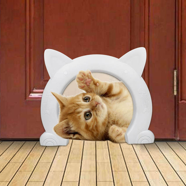 Eco-Friendly Pet Door Plastic Small Cat Door Black Stylish Interior Pet Door Easy Install Cute Cat Flap Door Indoor Pet Access