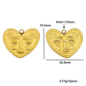 Pendentifs en forme de cœur de lune en acier inoxydable, formes variées, pour la fabrication de colliers, accessoires de bijouterie - Product Image 3
