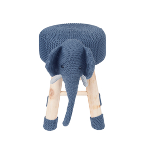 Sgabello a forma di elefante, imbottito in poliestere, con gambe in legno massello di pino, piccolo sedile portatile per bambini - Product Image 1