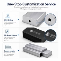 Caja de Distribución Pequeña de Perfil Extruido, Mecanizado CNC de Precisión, Anodizado, Longitud Personalizada OEM