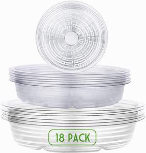 Soucoupes pour plantes claires 18 Pack (6/8/10 pouces) <span class=keywords><strong>bac</strong></span> à <span class=keywords><strong>fleurs</strong></span> égouttoir intérieur extérieur plantes soucoupes de jardin Pot de plantes soucoupe plateau - Product Image 1