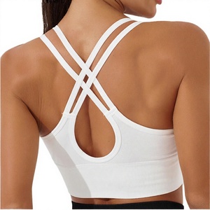 High Elastic Breathable Shoulder Strap Sleeveless Shock Proof Back <b>Cross</b> Bra <b>Top</b> High for Quick Dry Open Workout Sports Bra - Product Image 4