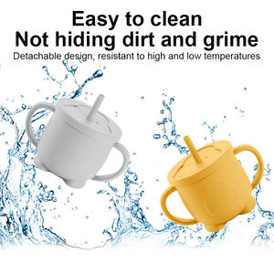 Vasos de Silicona de Grado Alimenticio Personalizados para Bebés con Asas, Libres de BPA, Antiderrames, Vaso de Entrenamiento para Niños con Tapas y Pajita - Product Image 5