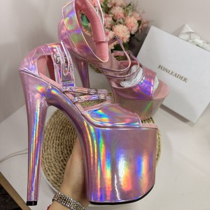 Shiny Roman Peep Toe Shoes Sandals Platform 20CM Super High Heels <b>Pole</b> <b>Dance</b> for Women - Product Image 2