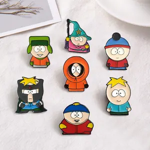 Wholesale Cute South Park Character Pin Badge Stock Cartoon Metal Craft Soft Enamel Pins