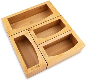 Bamboo Ziplock Bag Storage Organizer For Drawer