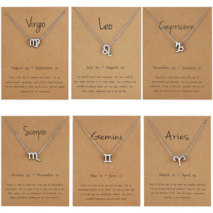 Regalo de cumpleaños, chapado en oro, 12 signos del zodiaco, colgante, tarjeta de deseo, cadena de oro, Gargantilla, collar de astrología, joyería para mujer - Product Image 6