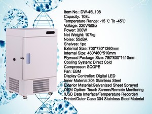 Factory Direct Sell Minus 45 Degree <b>Mini</b> Medical <b>Freezer</b> Ultra Low Temperature Storage 108l Deep <b>Freezer</b> for Laboratory DW-45L10 - Product Image 3