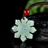 Pendentif en jadéite naturelle, jade solaire philippin, fleur, UNISEXE, cadeau pour femmes et hommes, certificat d'évaluation D366