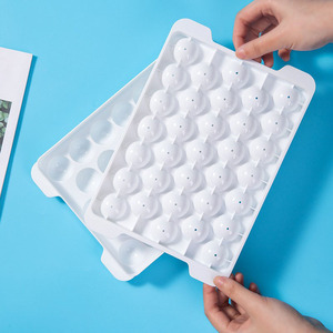 <span class=keywords><strong>Mini</strong></span> bandeja redonda de plástico sin BPA para cubitos de hielo, molde para Hacer bolas de hielo con tapa, función sostenible para helados - Product Image 1