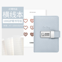 Carnet de notes A7 personnalisé en cuir PU rigide, style vintage, avec serrure à code secret et reliure cousue, multicolore
