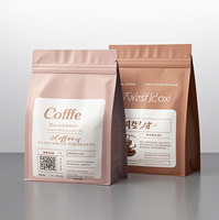 Pochette à café noir mat avec logo personnalisé de haute qualité sac à fond plat portable à joint à huit côtés pour la nourriture pour l'emballage du café