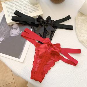 Groothandel Hete Verkopende Dames Kanten Slipje Met Strik Sexy Zwarte Doorzichtige Strings Plus Size Jonge Meisjes Slipje - Product Image 4