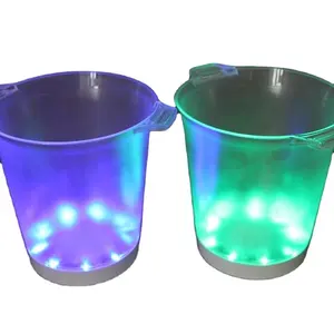 Bac à glace en plastique PS coloré, seau à glace avec LED, mis à niveau