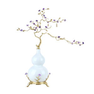 Entrance hall side entrance purple <b>crystal</b> lotus-shaped money <b>tree</b> decorative item for new Chinese-style living room wall niche - Product Image 1