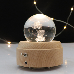 Tady Bear-Lámpara Led de mesa con bola de cristal 3D, luz nocturna recargable con Base musical para niños - Product Image 4