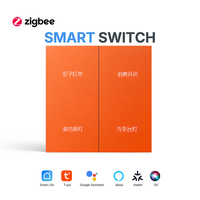 Interrupteur intelligent Zigbee Orange en aluminium aviation avec panneau imitation bois 1/2/3/4/6 gangs, compatible fil neutre et fil sous tension, pour domotique