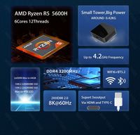 Mini PC Portátil AMD R5 5600H 7 5800H, 2*DDR4 NVME, WiFi6, BT5.2, HD Tipo-C, Pantalla 3X8K, Mini Ordenador para Hogar, Oficina y Juegos