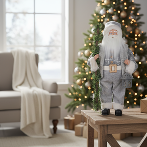 Figura de Papá Noel de Lujo para Interiores, Color Gris, 60 cm, de Source Factory Coffee Shop, Artículos de Navidad - Product Image 2