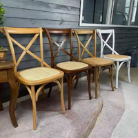Nouvelle Chaise de Restaurant Moderne Style Ferme, Cadre en Bois Massif, Assise en Cuir et Rotin, Chaise de Salle à Manger avec Dossier Indonésien