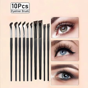 ชุดแปรงแต่งหน้าคิ้ว 10 ชิ้น ขนแปรงสังเคราะห์ แปรงทาอายไลเนอร์แบบแบน แปรงเกลี่ยสีสำหรับใบหน้า - Product Image 3