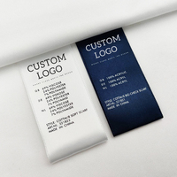Étiquettes de vêtements personnalisées en acrylique tissé satiné découpées à chaud avec logo autocollant, étiquettes d'entretien en gros, tissu haute densité pour vêtements