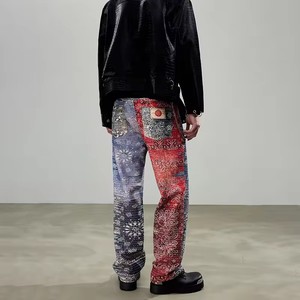 Jeans de mezclilla rectos y holgados para hombre, de cintura media, con lavado oscuro y revestimiento plateado, estilo Y2K Hip Hop Streetwear, tallas grandes, pantalones casuales para dropshipping - Product Image 6
