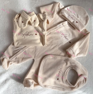 vintage <strong>baby</strong> <strong>winter</strong> velvet <strong>clothes</strong> Newborn <strong>Baby</strong> white velour footie Hat Bib Gloves set newborn <strong>baby</strong> coming home outfit 2025 - Product Image 2