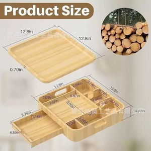 Wooden <b>Storage</b> <b>Tray</b> Rectangle 4-7 Compartments Multifunctional Food Container For Home Car Bed Outdoor Use - Product Image 5