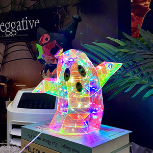 Linterna de Calabaza Láser con Degradado <span class=keywords><strong>Iridiscente</strong></span> para Ambiente Festivo, Luz LED de Calavera Fantasma, Accesorio para Fotos de Redes Sociales, Material PET - Product Image 2
