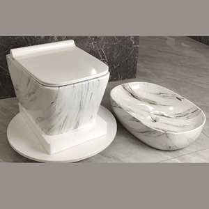 WC Sospeso Fatto a Mano Stile Pittura a Inchiostro Cinese Design Moderno Doppio Scarico Forma Quadrata Personalizzabile per <span class=keywords><strong>Bagno</strong></span> - Product Image 5