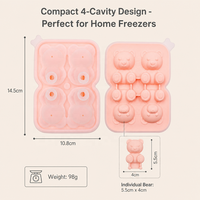 Moule à glaçons en silicone 3D en forme d'ours à 4 cavités, qualité alimentaire, avec couvercle emboîtable anti-fuite, pour café, DIY maison, réutilisable, LFGB