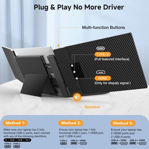Moniteur <span class=keywords><strong>portable</strong></span> triple écran S3 pour ordinateur <span class=keywords><strong>portable</strong></span>, 14 pouces FHD 1080P IPS, extension d'écran double pour ordinateurs portables de 13 à 17 pouces, usine OEM ODM - Product Image 5