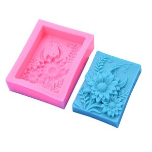 Art Floral Daisy Rectangle Silicone <b>Mold</b>, Premium DIY Handmade <b>Mold</b> for Soap, <b>Cake</b>, Chocolate Craft Making - Product Image 1