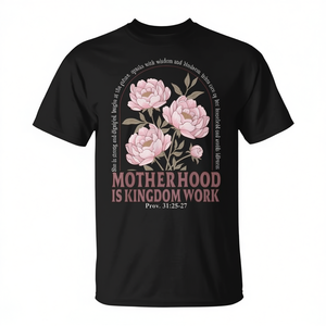 T-shirt chrétien rétro à fleurs pour femmes, motif « Motherhood Is Kingdom Work » - Product Image 2