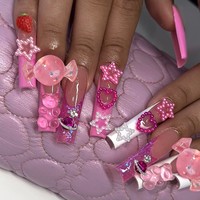 24 faux ongles minimalistes blancs français avec rayures dorées 3D, à presser, longs, souples et personnalisables