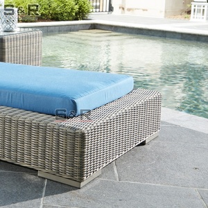 Lit simple de luxe en osier d'aluminium de rotin de <span class=keywords><strong>jardin</strong></span> de piscine extérieure <span class=keywords><strong>Matelas</strong></span> de chaise longue portable d'hôtel pour le salon Villa pour la terrasse - Product Image 4