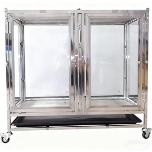 Nefes Alabilen Camlı, Düğme Kapatmalı ve Çelik Çerçeveli Veteriner Ekipmanları Köpek Taşıma Çantası - Product Image 1