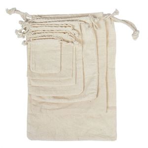 Pochette en coton biologique imprimée sur mesure avec cordon de serrage 13x18cm, sac en mousseline de coton réutilisable, sac cadeau pour bijoux, cadeaux de mariage, emballage - Product Image 6